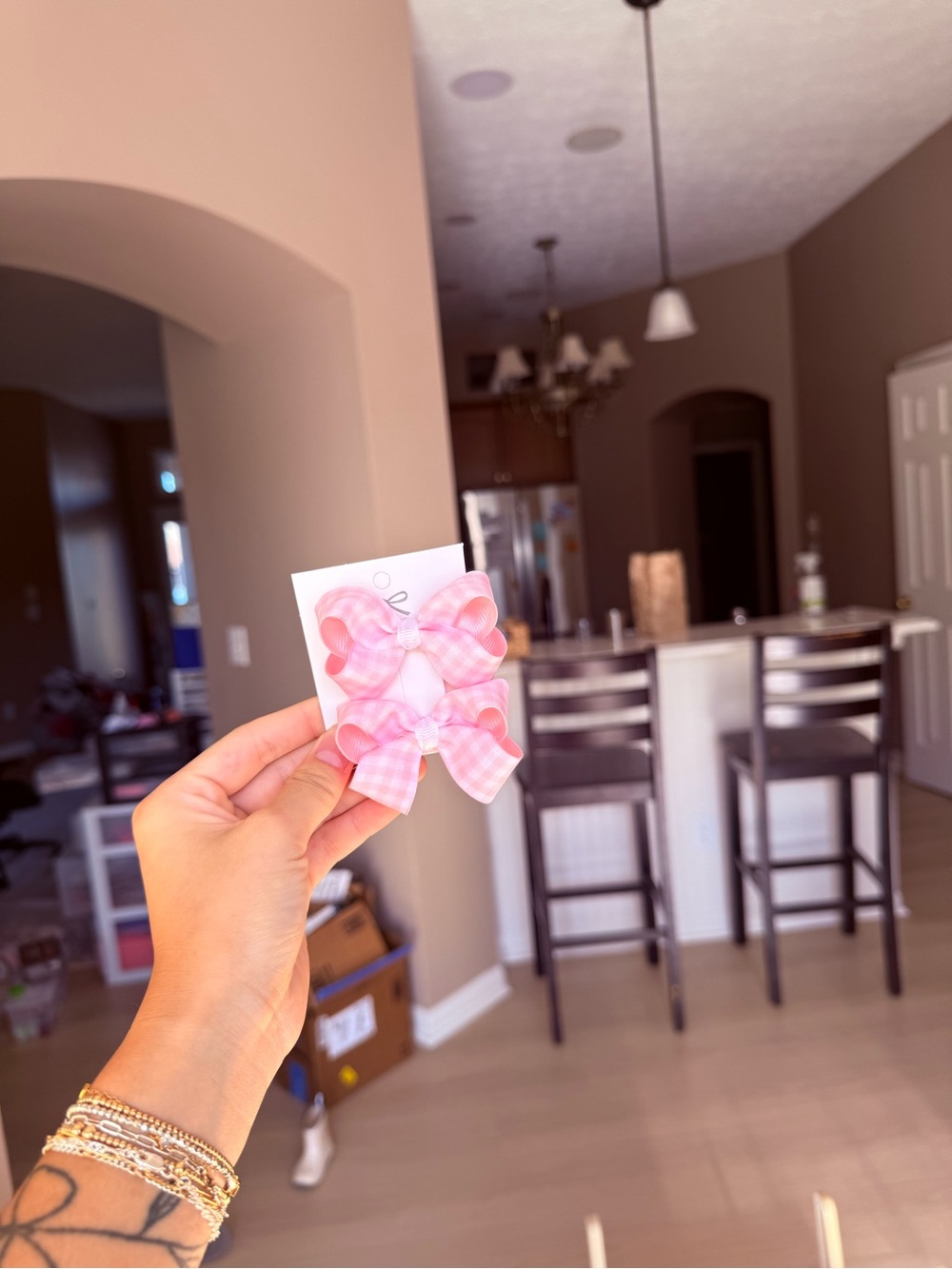 Pink Gingham Hair Bows - Stylish Home Party Accessory